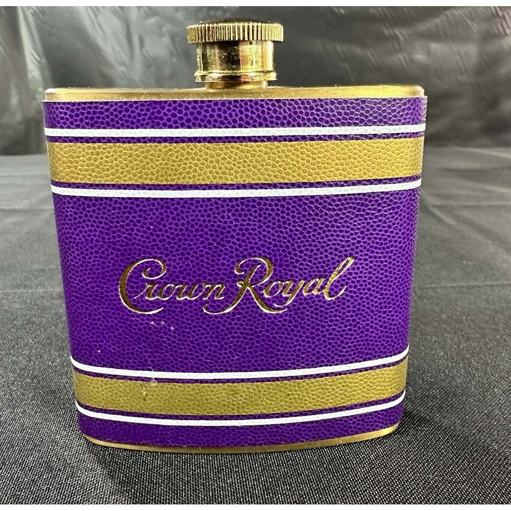 Crown Royal Flask Purple & Gold Collectors 6oz Stainless Steel Casual Business